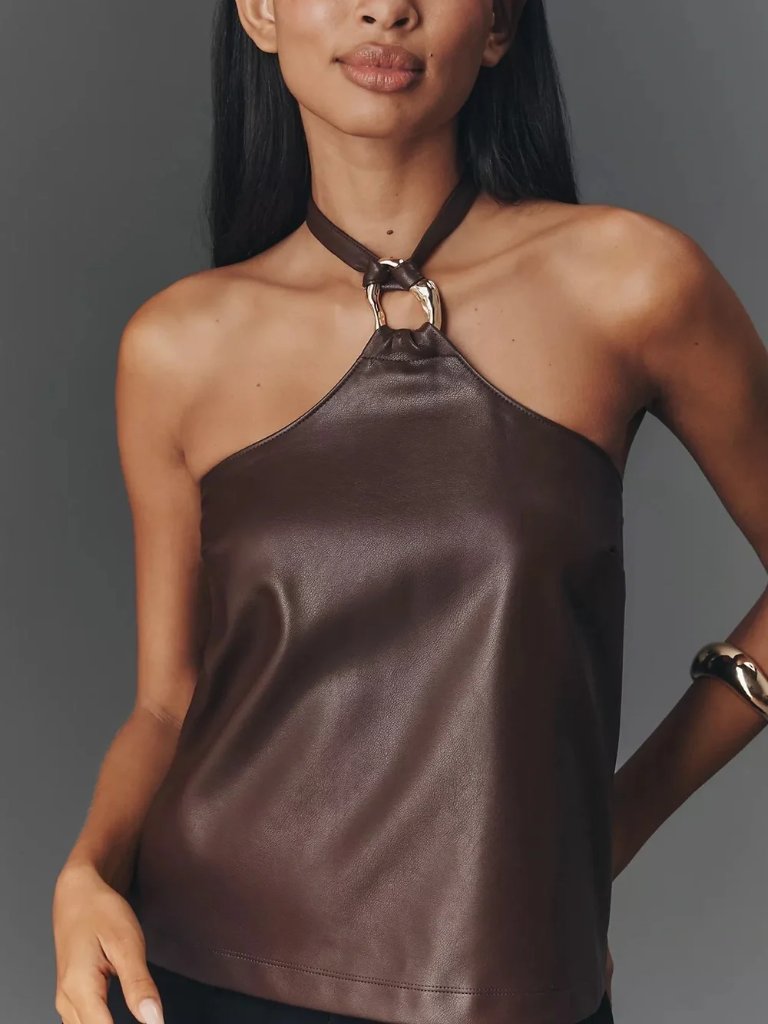 Anthropologie Pilcro Leather Halter Top